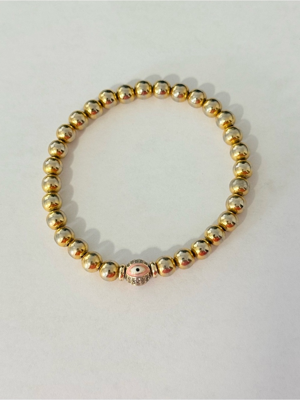 Gold Beaded Evil‎ Eye Bracelet